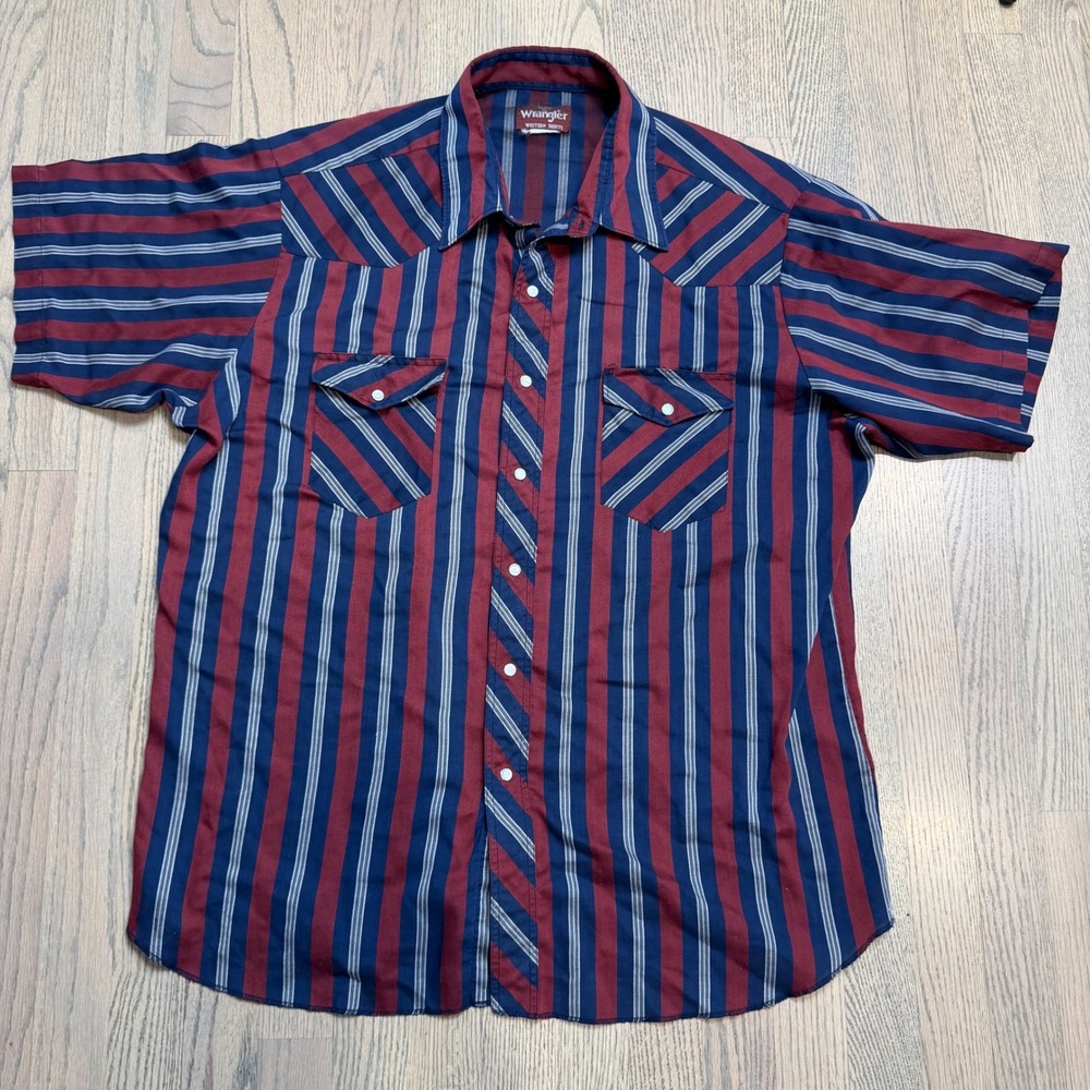 Vintage Wrangler Western Shirt Striped Button Down Menswear Cowboy XL